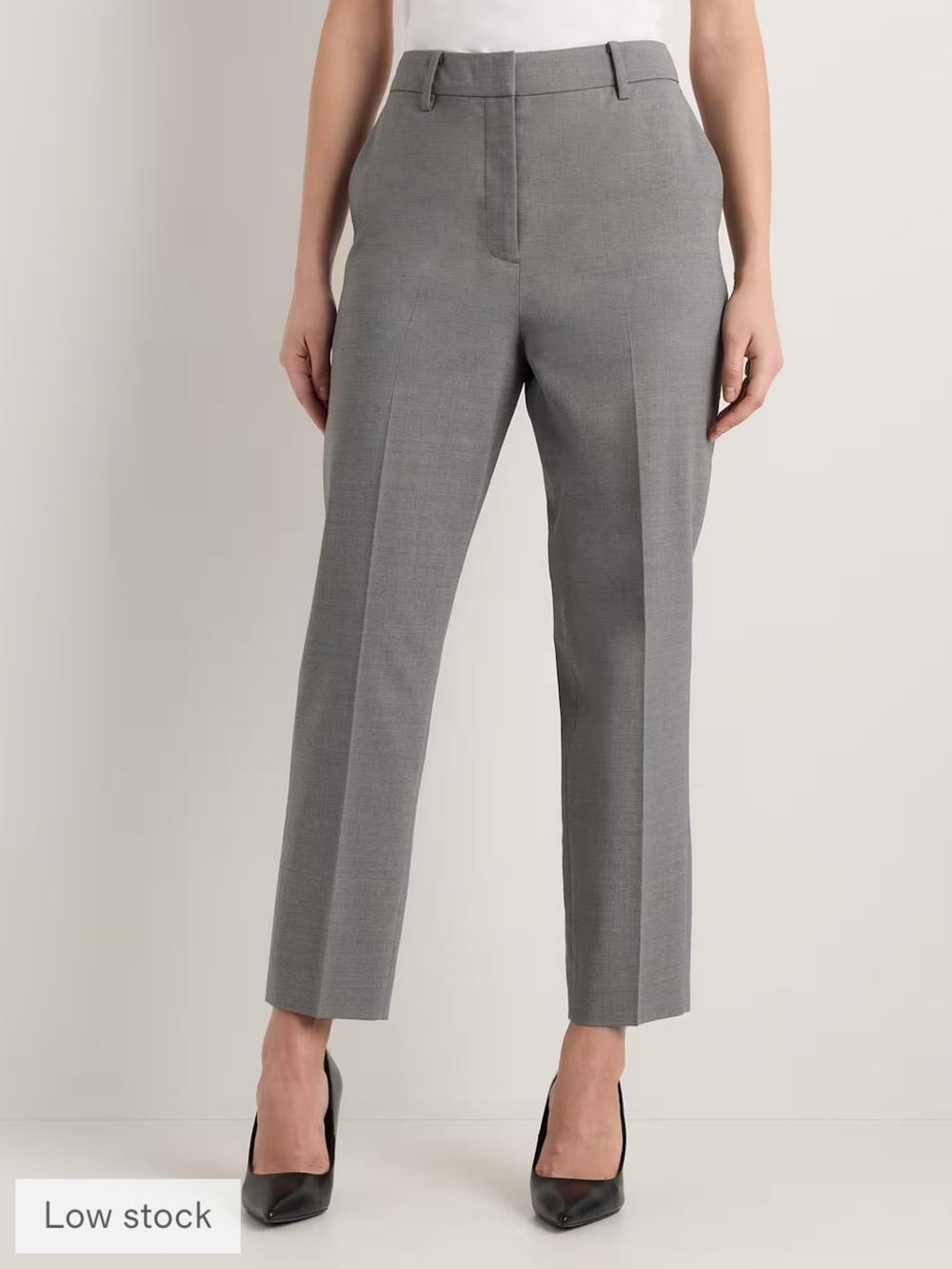 Quince Women’s Italian Virgin Wool Slim-Leg Ankle Pants in Melange Gray Size 8
